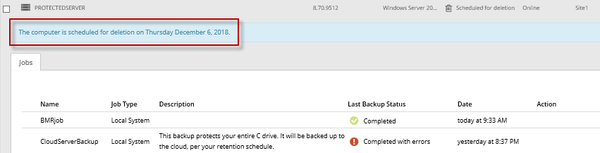 scheduled for deletion message