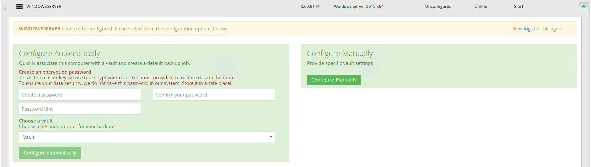 Configure Automatically button