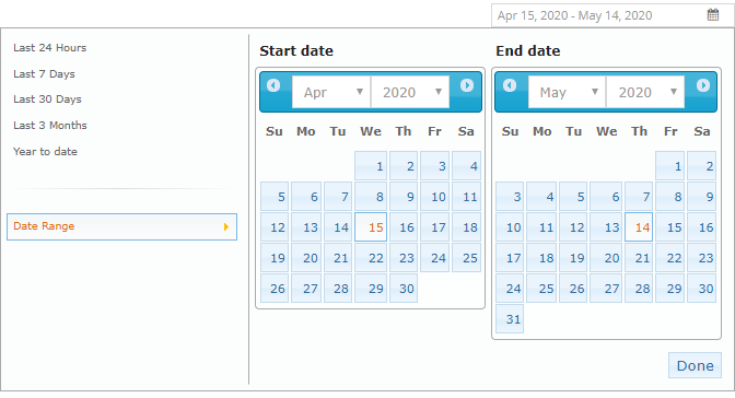 custom date range calendars
