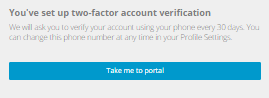 set up two-factor account verification message