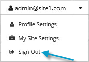 Sign Out option in user menu