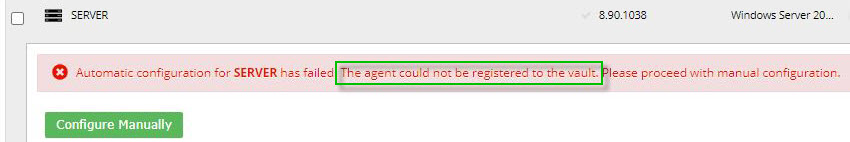 automatic configuration failed message