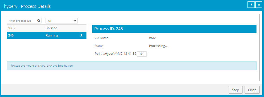 UNC path in Process Details box