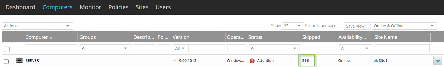 Skipped rate for a computer
