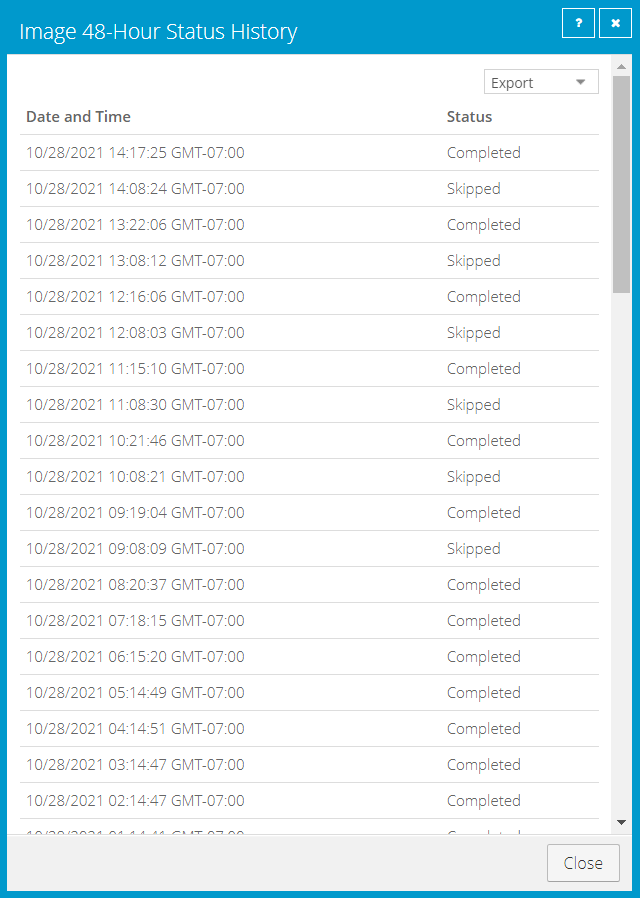 48-hour Status History box