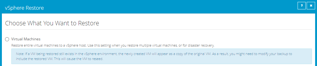 Choose What You Want to Restore box