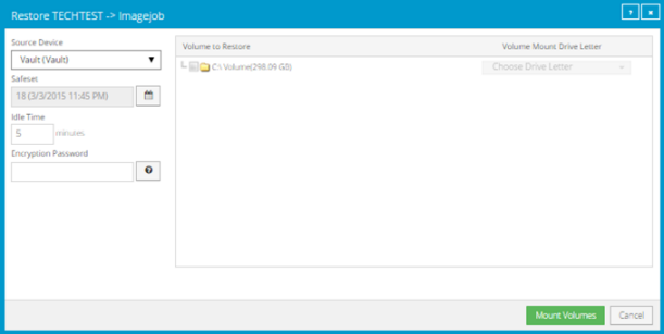 Restore dialog box