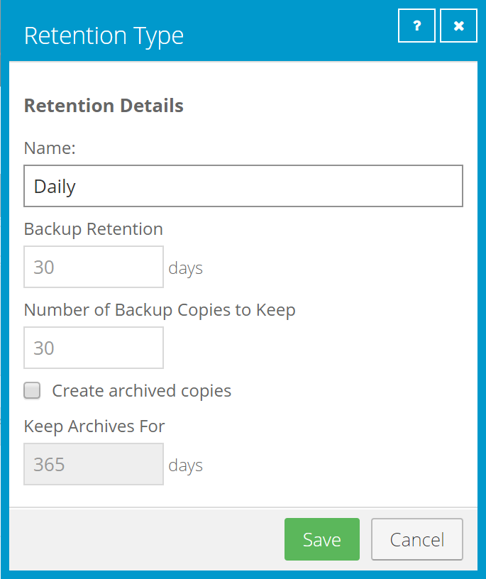 Retention Type box