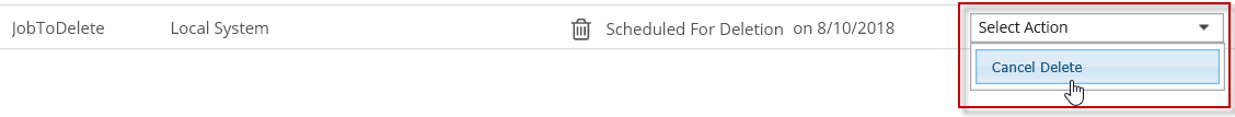 Cancel Delete in Select Action menu