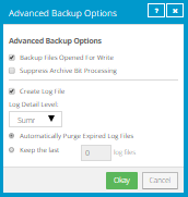 Advanced Backup Options box