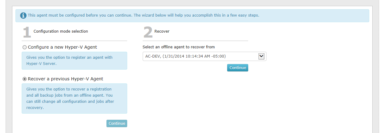 select an offline agent section