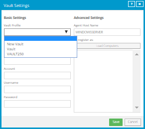 Vault Settings box