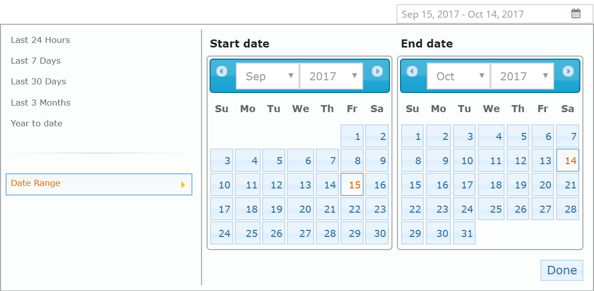Custom date range