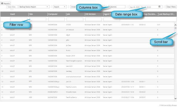 Reports page