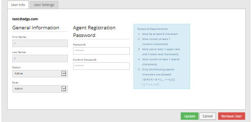 User Info tab