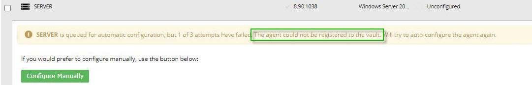 Auto-configuration attempt failed