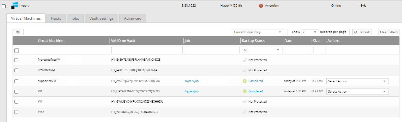Hyper-V VM tab